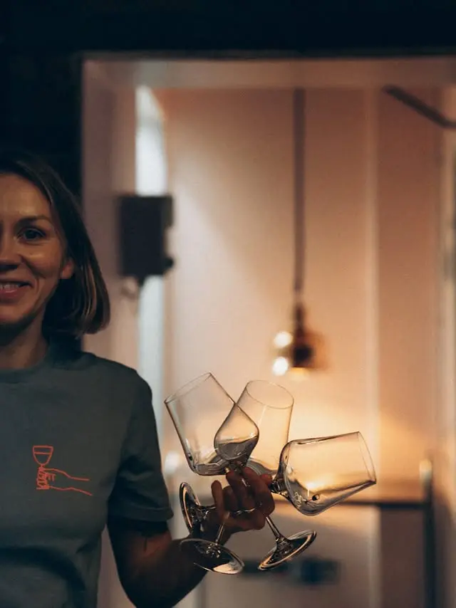 Dominika Szpakowska tasting natural wine at Pijalni Wino & Bistro